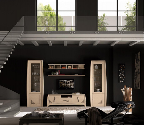 Wall unit set cabinet TV sideboard wall shelves sideboards cupboard wood furniture 5 pieces.