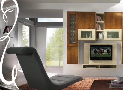 Living room TV wall cabinet shelf wood cabinets display case wall shelves Italy new