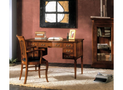 Desk and chair made of wood with armrests bookshelf office furniture design new