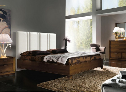 Bedroom bed nightstand dresser mirror double upholstered beds luxury 5-piece set.