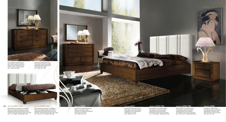 Bedroom bed nightstand dresser mirror double upholstered beds luxury 5-piece set.