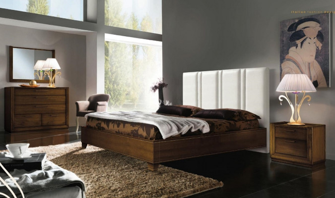 Bedroom bed nightstand double beds modern bed frame bed set three-piece.