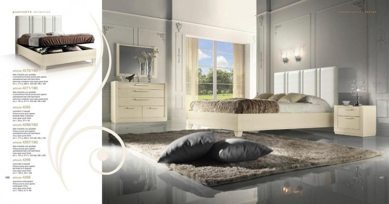Bedroom set: bed, nightstand, dresser, mirror, luxury wood design, 5-piece set.