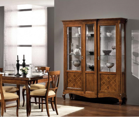 Showcase wood luxury cabinets classic sideboard cabinet furniture Italian brown