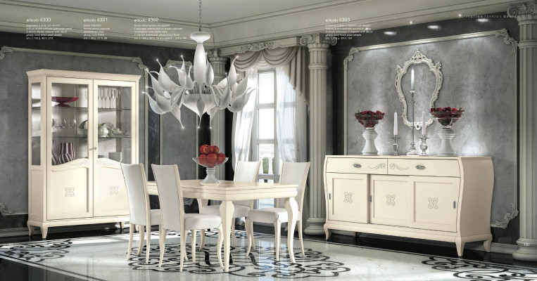 Dining room dining table chair sideboard showcase dining table group wood Italy set 7-piece