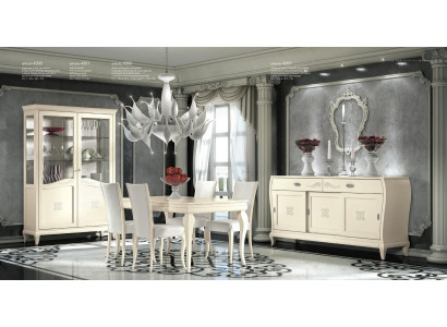 Dining room dining table chair sideboard showcase dining table group wood Italy set 7-piece