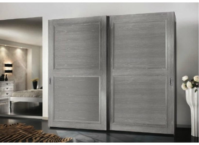 Wardrobe with sliding doors cupboards wood modern furniture furnishing.