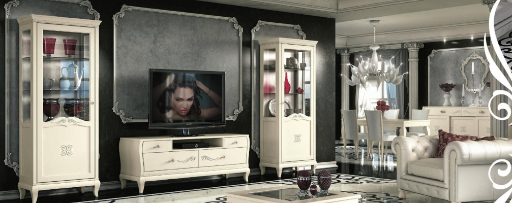 Luxury Living Room TV Set, Modern Cabinet TV, Wood Furniture, Cabinet Style, 3-Piece Cabinets