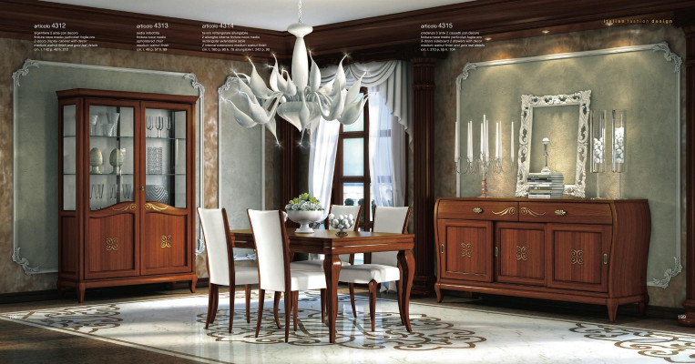 Design Set 7-piece Dining Room Dining Table Chair Sideboard Display Cabinet Group Dining Tables Wood