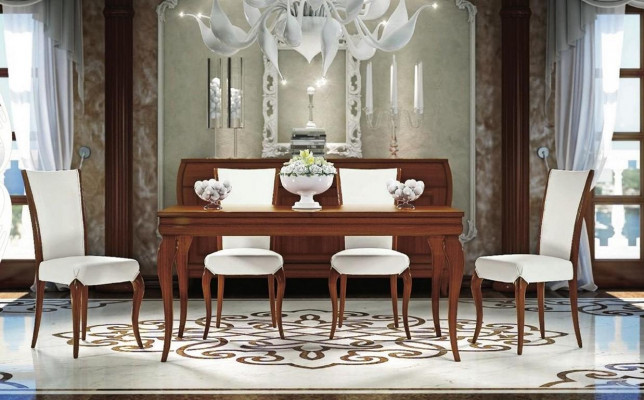 Dining room dining table chair extendable table tables group wood design set 5-piece.