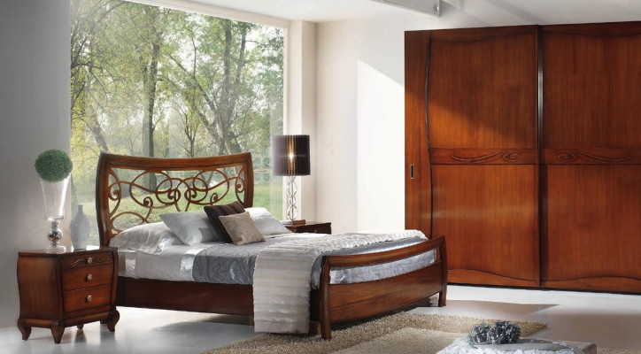 Bedroom bed nightstand beds double hotel design wood set 3-piece set.