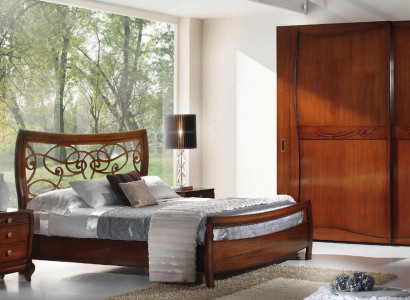 Bedroom bed nightstand beds double hotel design wood set 3-piece set.
