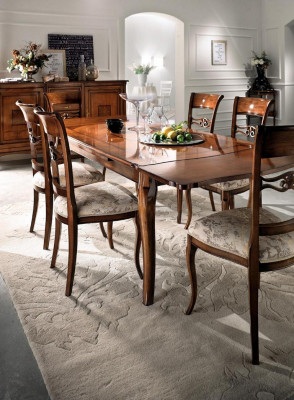 Modern dining room table, sliding table, natural wood design, real wood furniture dining table.