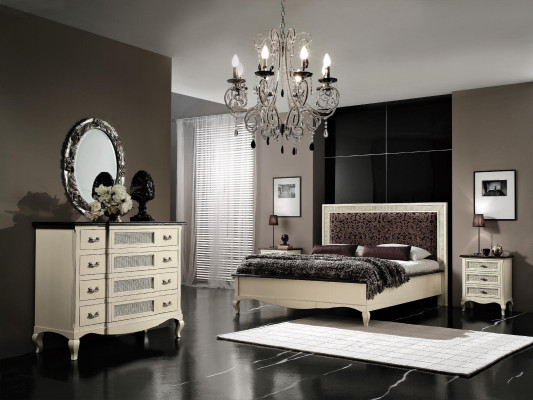 Bedroom bed nightstand double bed upholstered beds set group suite 3-piece set.