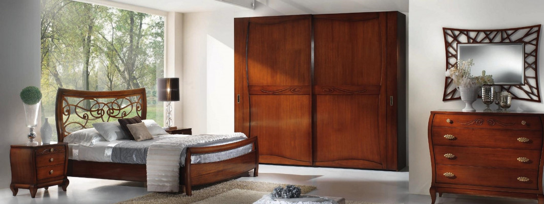 Luxury bedroom set bed nightstand wardrobe dresser mirror new 6-piece set