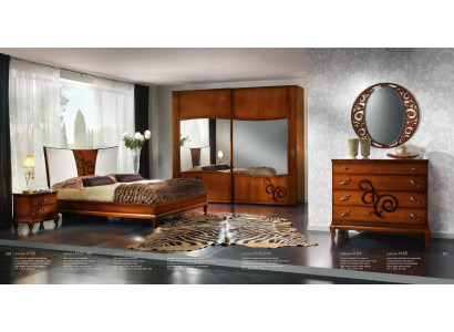 Bedroom bed nightstand wardrobe dresser mirror luxury new set 6-piece.