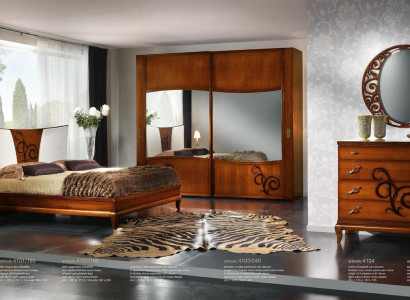 Bedroom bed nightstand wardrobe dresser mirror luxury new set 6-piece.