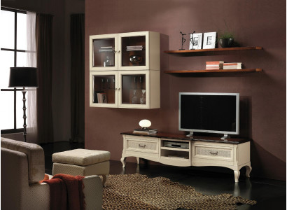 Wall unit set 7-piece. Living room RTV display cabinet shelf modern furniture group wood new