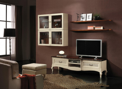 Wall unit set 7-piece. Living room RTV display cabinet shelf modern furniture group wood new