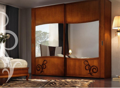 Wardrobe closet with sliding doors bedroom wall cabinets wood mirror