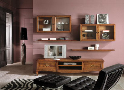 Living Room Set Display Cabinet TV Sideboard Coffee Table Sideboards Cabinet Wood New 7 pcs.