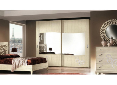 Wardrobe with sliding doors bedroom cabinet wall cabinets white mirror