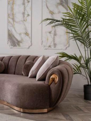 Luxury Living Room Sofa Set 3+3+1 Seat Half Round Couches Sofa with Table 4-Piece Set.