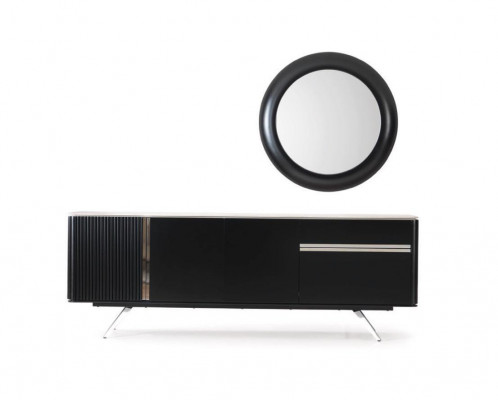 Living room sideboard mirror wood sideboard with metal style black