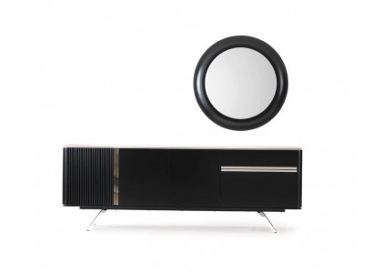 Living room sideboard mirror wood sideboard with metal style black