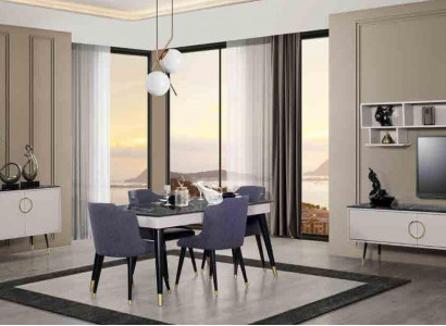 Complete Dining Set 7-piece. Dining Room Sideboard Set Modern Table 4x Chairs RTV