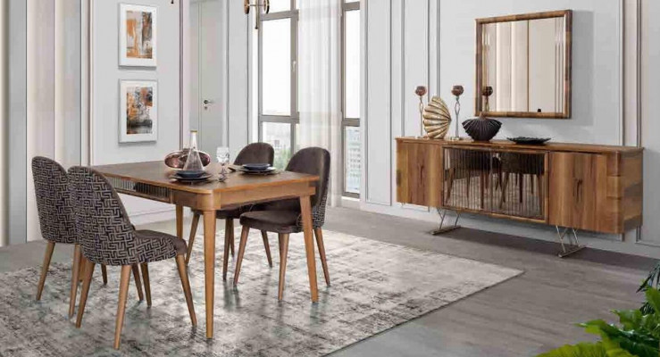 Complete Sets Dining Room Set Dining Table 6x Chair Suite Table Group 7-piece Set