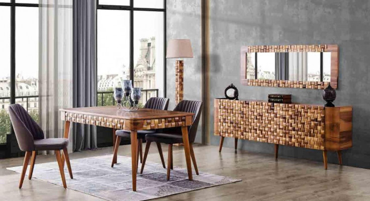 Dining room set sideboard dining table 4x chair suite table group 7-piece. Modern sets