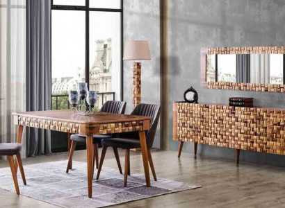 Italian Designer Dining Room Set Suite Chair Table Sideboard Group 7 pcs.