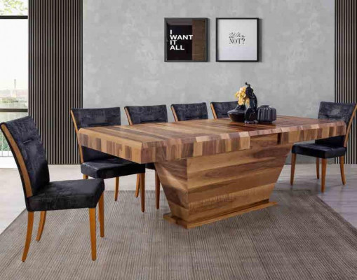 Table + 6 Chair Set Upholstery 7-piece New Designer Wood Dining Living Room Set