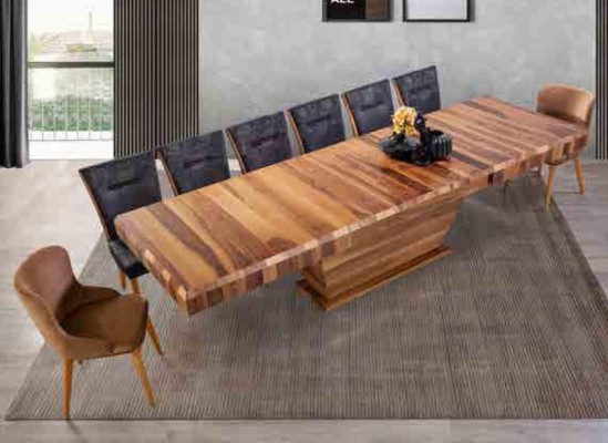 Table + 6 Chair Set Upholstery 7-piece New Designer Wood Dining Living Room Set