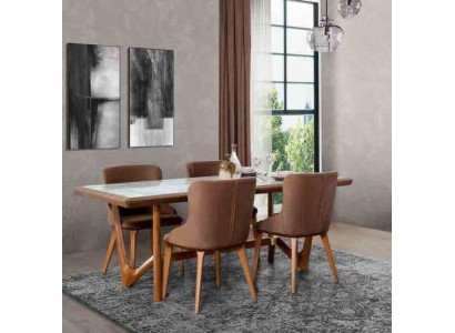 Luxury Set Dining Room Dining Table Chair Table Tables Chairs Wood Design 5 pcs New