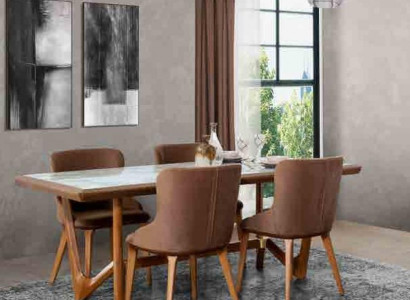 Luxury Set Dining Room Dining Table Chair Table Tables Chairs Wood Design 5 pcs New