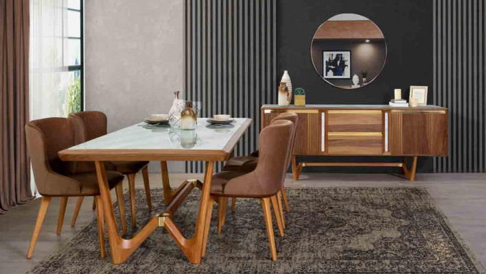 Luxury Set Dining Room Dining Table Chair Table Tables Chairs Wood Design 5 pcs New
