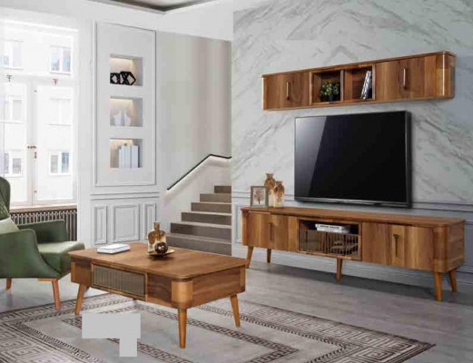 TV wall wood style modern shelf living room furniture cabinet new modern wall unit new