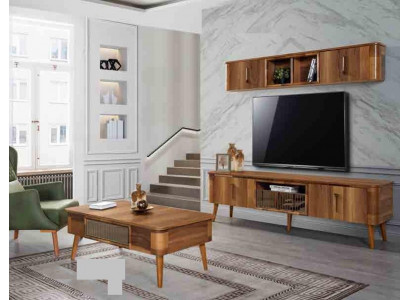 TV wall wood style modern shelf living room furniture cabinet new modern wall unit new