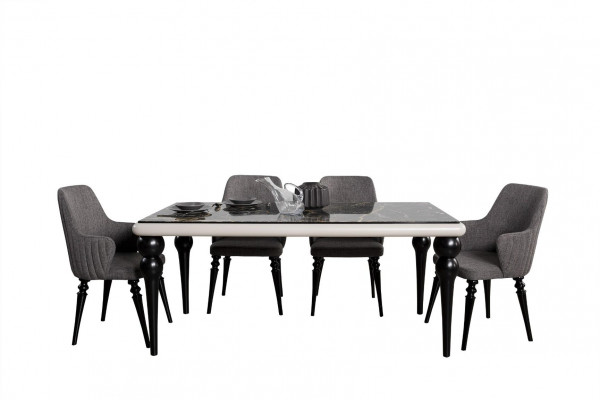 Complete Table Set Dining Table 4x Chairs Dining Room Set Dining Group Wooden Table 5-piece