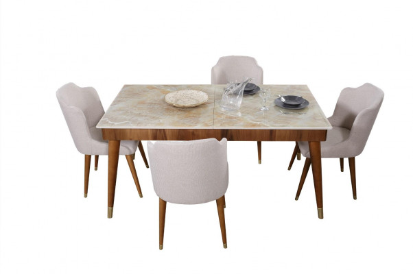 Dining room wooden tables dining set chair group new table with 4x design chairs 5-piece set