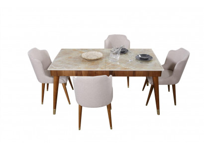 Dining room wooden tables dining set chair group new table with 4x design chairs 5-piece set