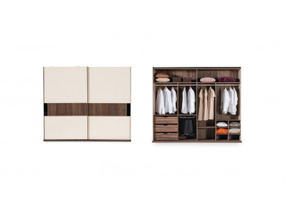 Luxury wardrobe with sliding doors wood wardrobe modern style beige