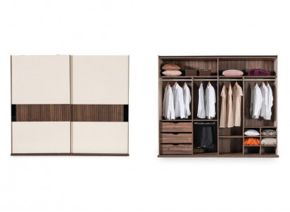 Luxury wardrobe with sliding doors wood wardrobe modern style beige