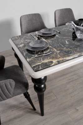 Marble-look dining table, dining room tables, furniture, kitchen dining tables, classic tables.