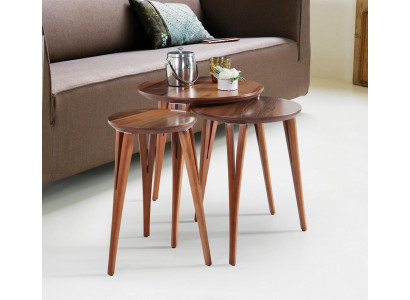 Wooden tables side table set coffee table flower stand 3-piece.