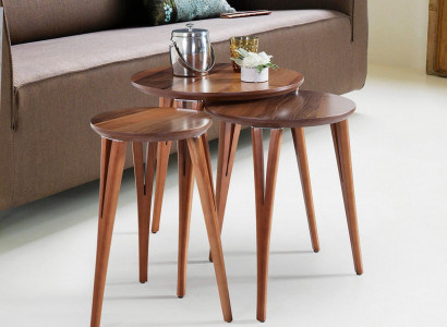 Wooden tables side table set coffee table flower stand 3-piece.