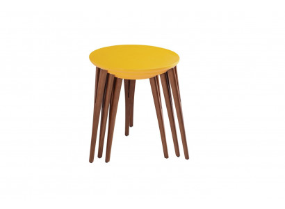 Wooden tables side tables plant stand set side table coffee table 3-piece set.