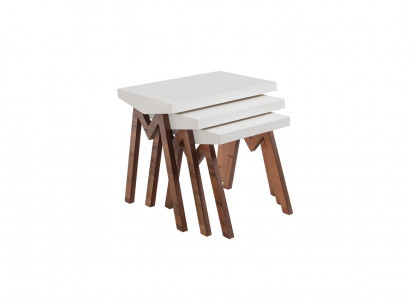 Plant stand side tables wooden table set side table coffee table 3-piece set.